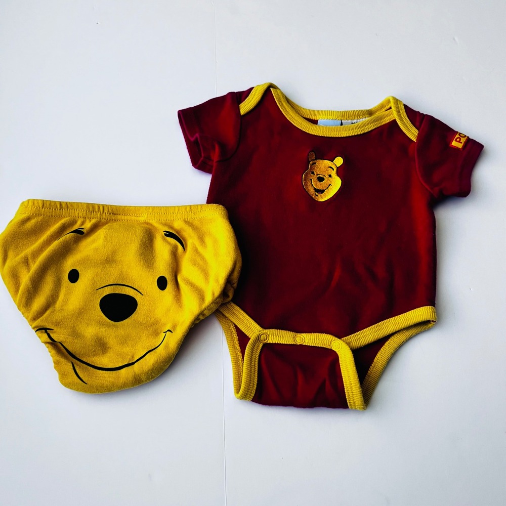 Vintage Disney Baby Winnie the Pooh Preemie 2 Piece Set Embroidered Cotton